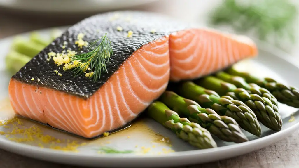 salmon paired with asparagus