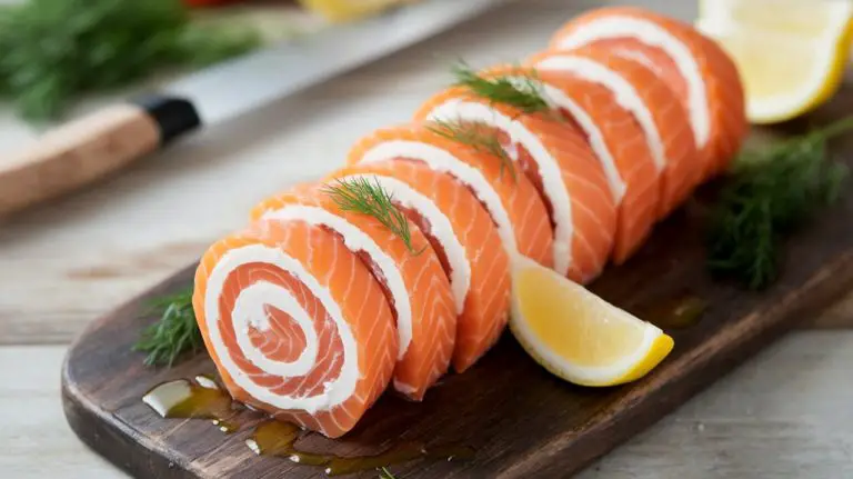 salmon rolled into pinwheel