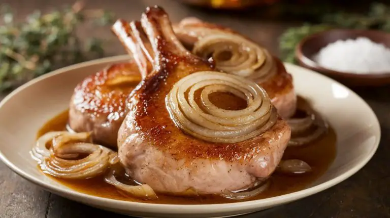 savory french onion pork chops