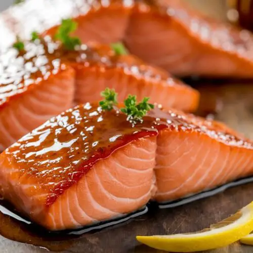 savory honey garlic salmon bites