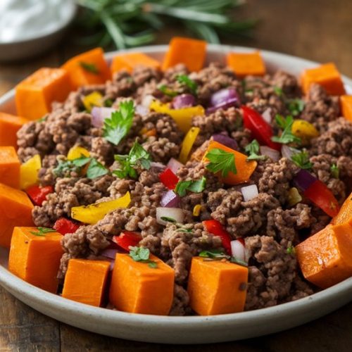 savory sweet potato beef dish