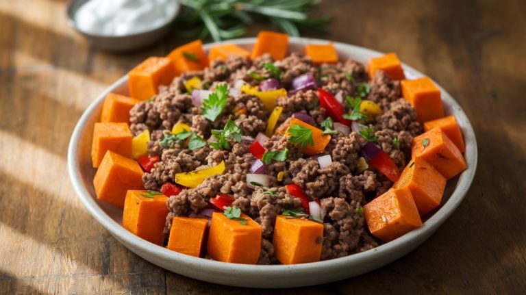 savory sweet potato beef dish