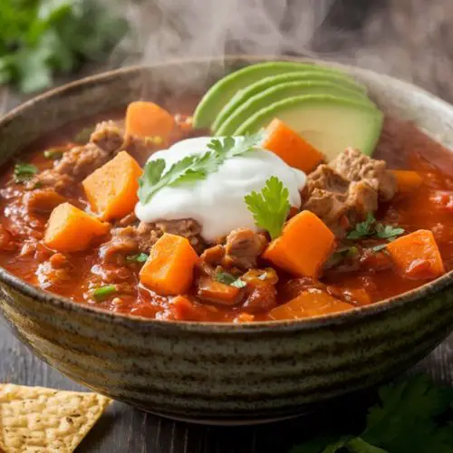 savory turkey sweet potato chili
