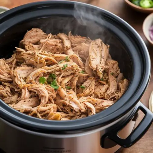 slow cooked pulled chicken dish