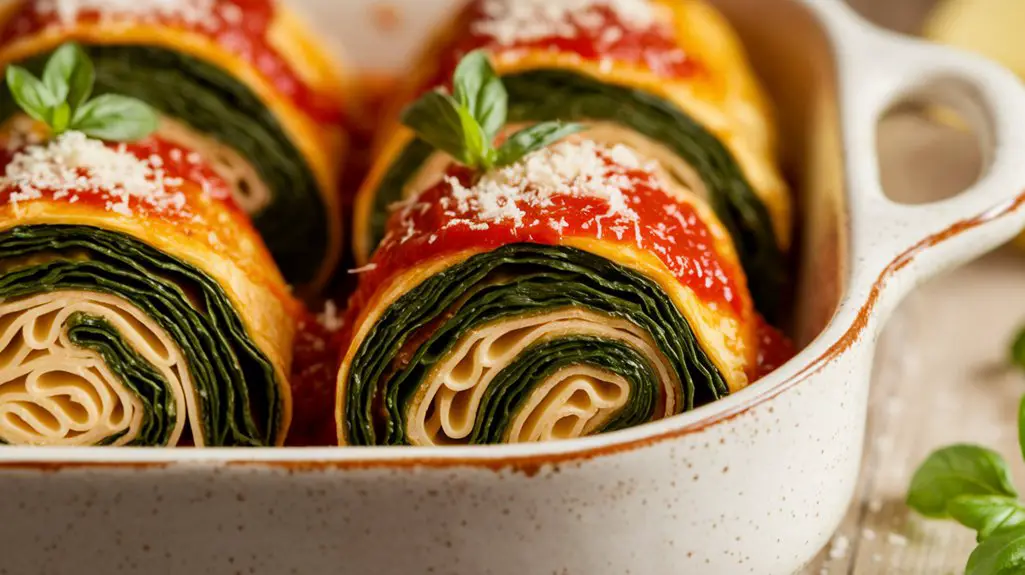 spinach filled lasagna roll ups