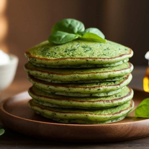 spinach infused savory pancakes