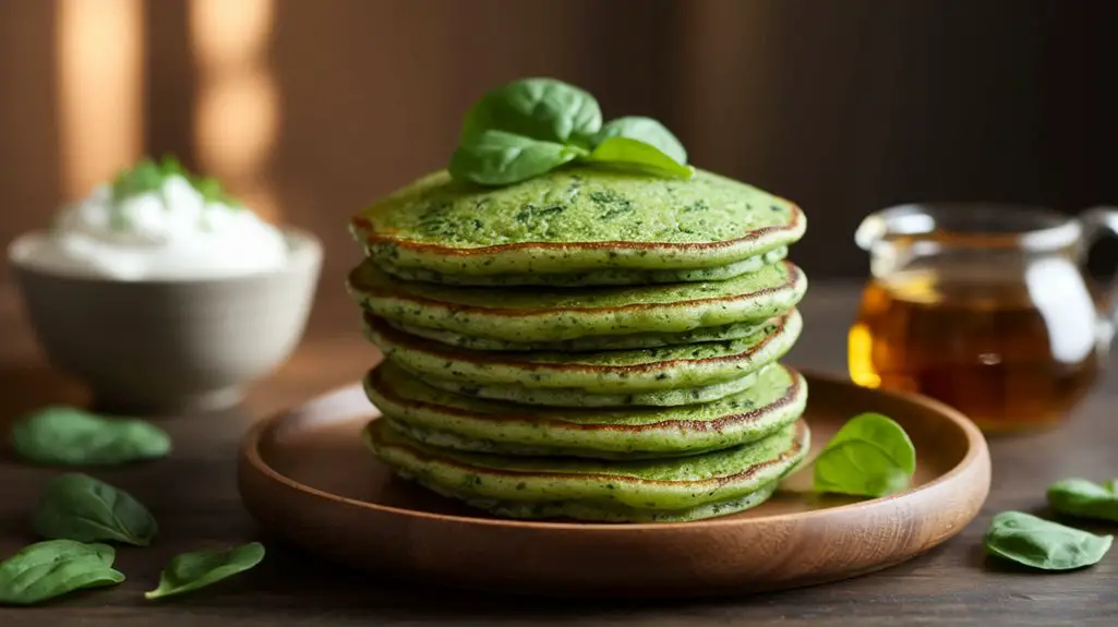 spinach infused savory pancakes