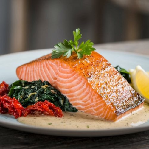 tuscan style salmon preparation