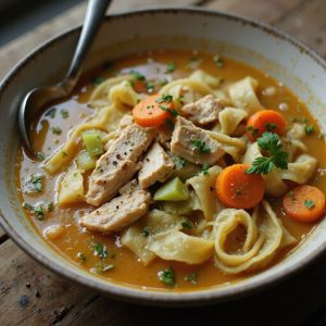comforting warm chicken broth