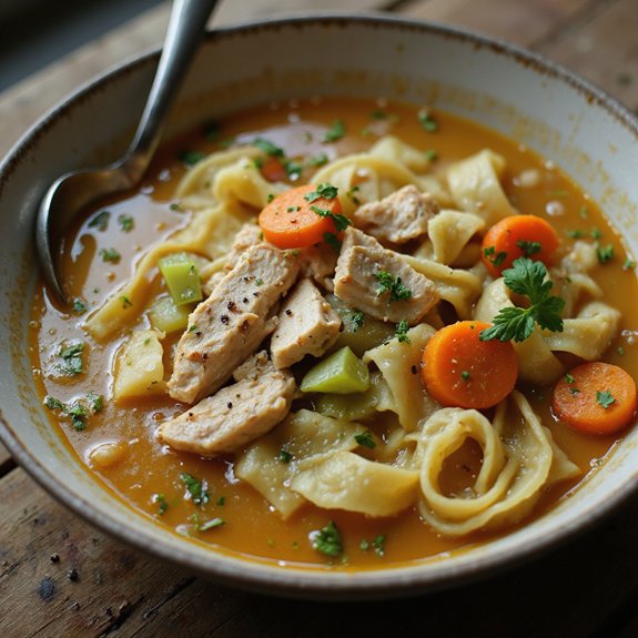 comforting warm chicken broth