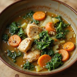delicious chicken kale soup