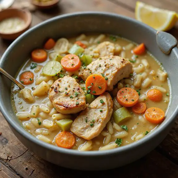 delicious chicken orzo soup