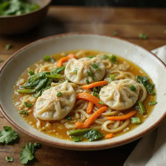 delicious dumpling noodle soup