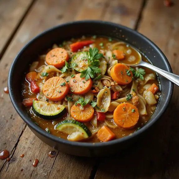 delicious vegetable noodle soup