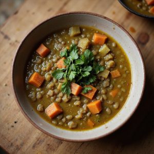 hearty green lentil soup