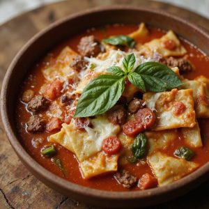 hearty lasagna inspired soup