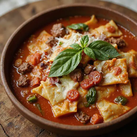 hearty lasagna inspired soup