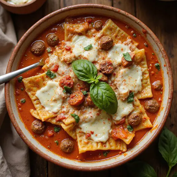 hearty spicy lasagna soup