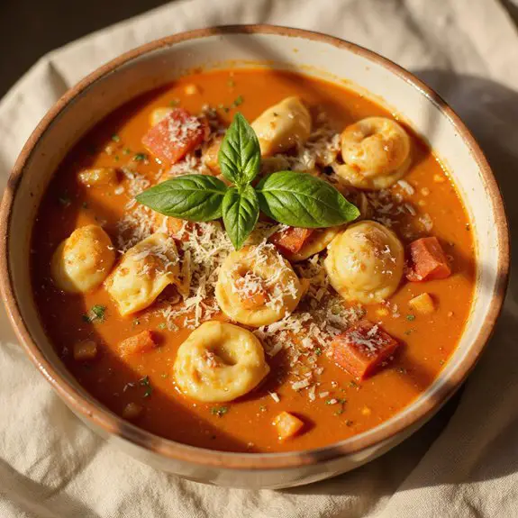 hearty tomato tortellini soup