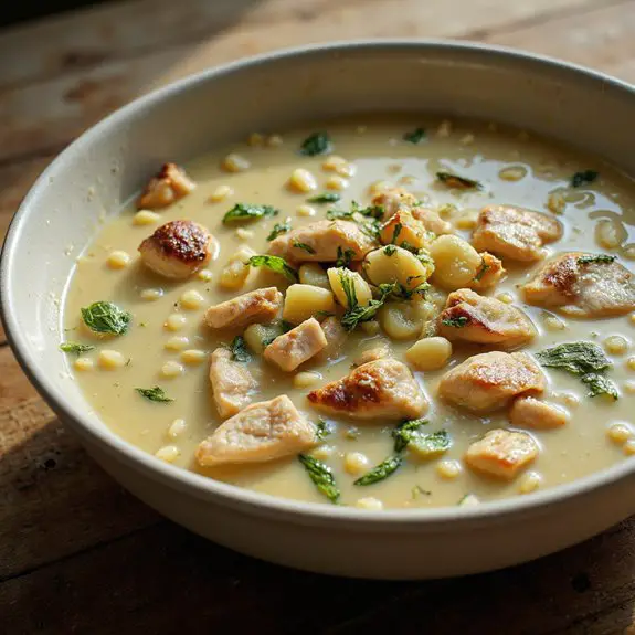 lemon infused chicken broth soup