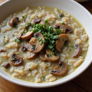 mushroom infused rice broth