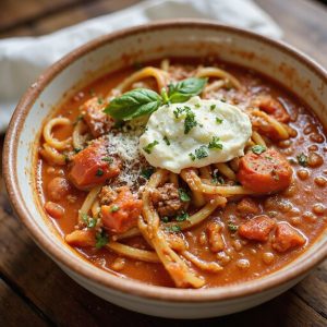 pasta based comforting soup dish