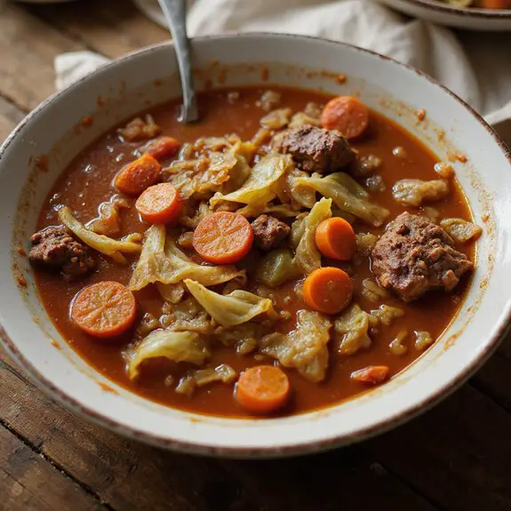 savory cabbage filled soup