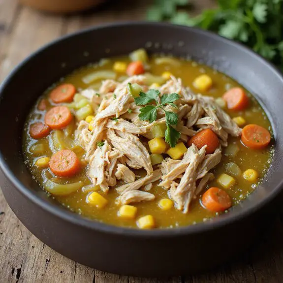 savory shredded chicken broth
