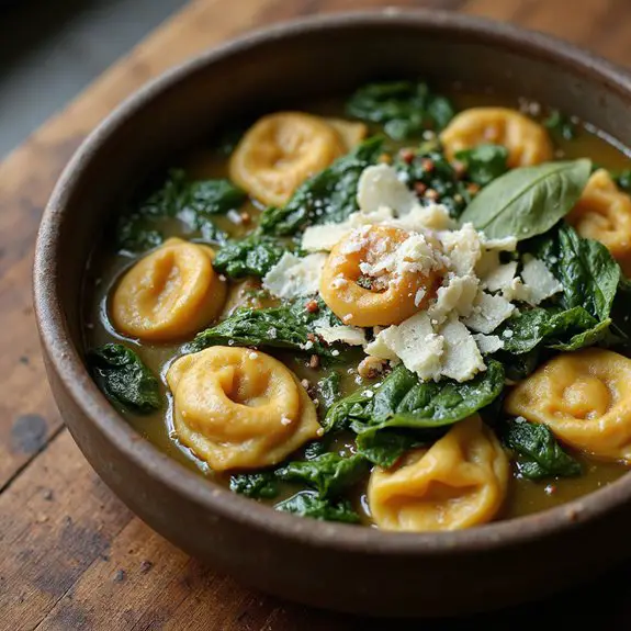 spinach filled tortellini soup
