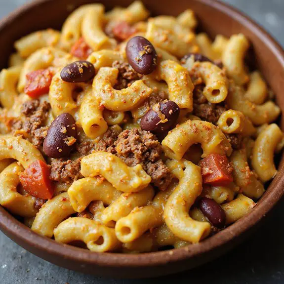 cheesy chili pasta dish