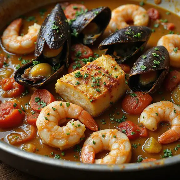 delicious seafood in broth