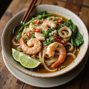 delicious seafood noodle soup