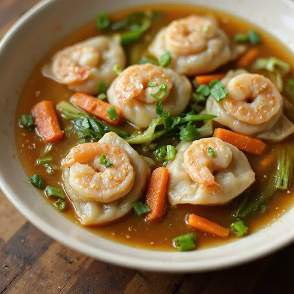 delicious shrimp filled wonton soup
