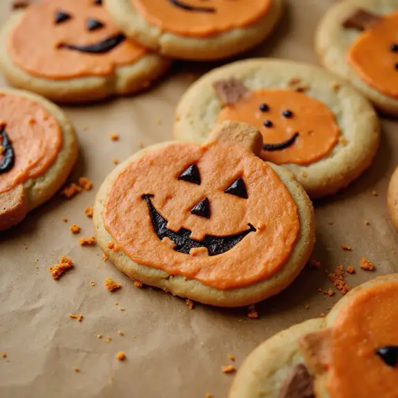 halloween themed pumpkin cookies