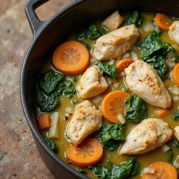 hearty chicken spinach soup
