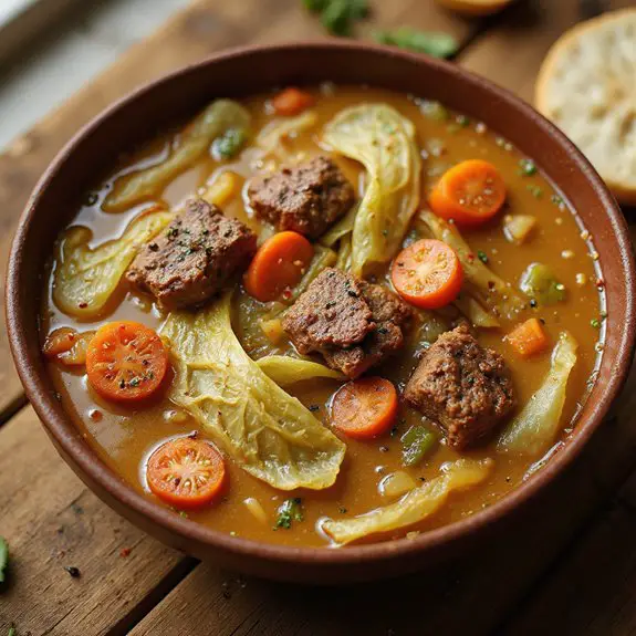 hearty hamburger cabbage soup