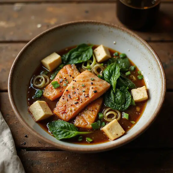 salmon flavored miso broth