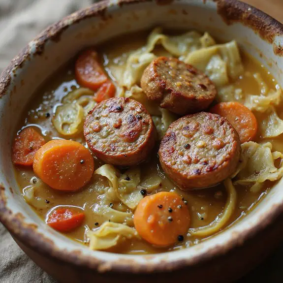 savory sausage and cabbage