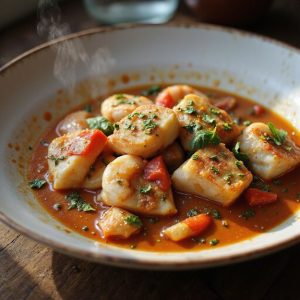 savory seafood broth dish