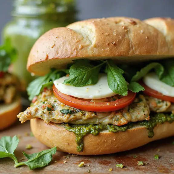 chicken pesto on bread