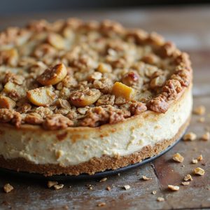 delicious apple crisp cheesecake