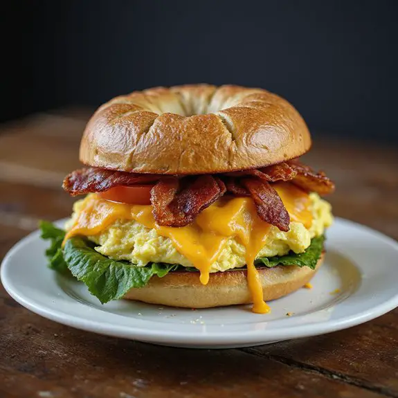 delicious bagel egg sandwich