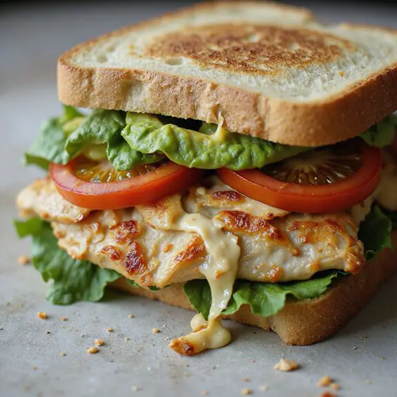 delicious chicken avocado sandwich