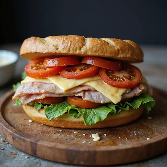 delicious ham between bread