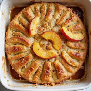 delicious peach cobbler dessert