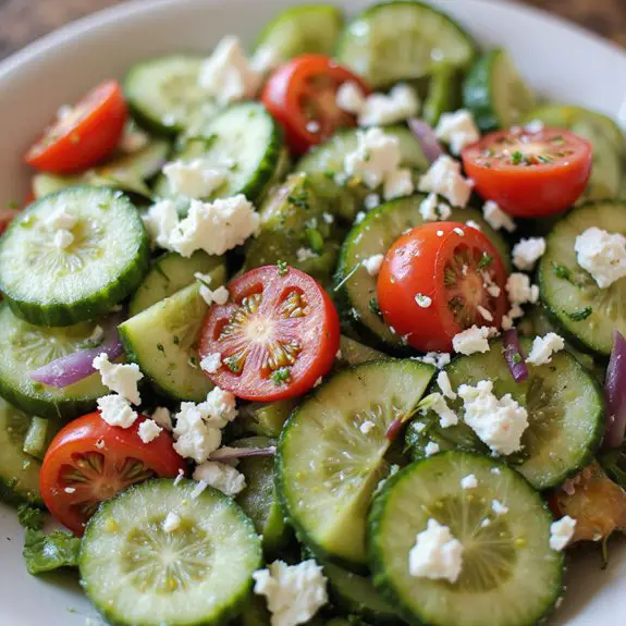 feta and cucumber mix