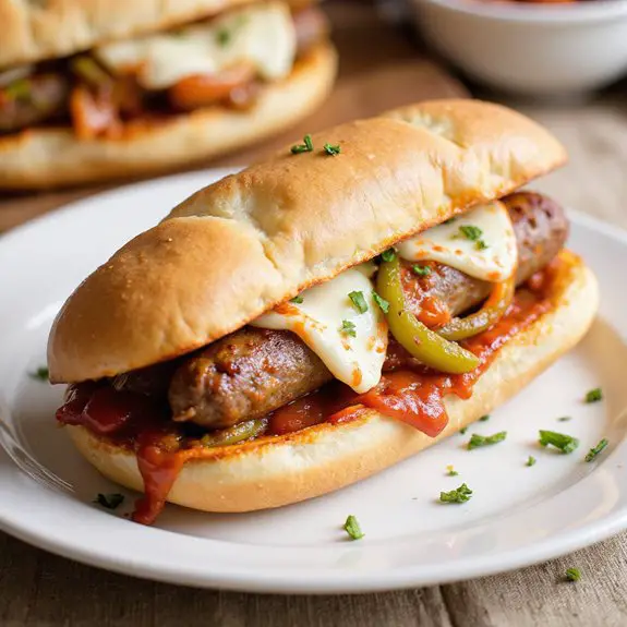 savory sausage pepper sandwich
