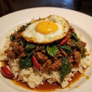 spicy basil stir fry dish