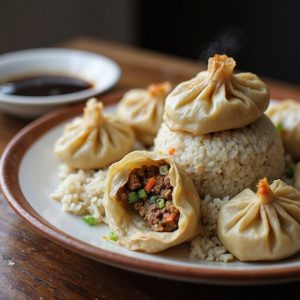 steamed dumplings with rice