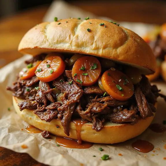 tender beef on bread